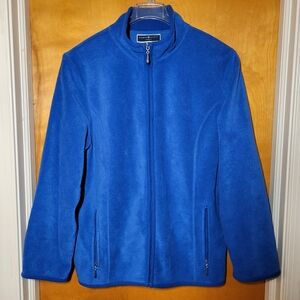 Women's Blue Full Zip Fleece Jacket With Stand-Up Collar